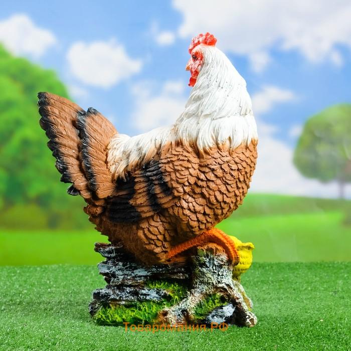 Садовая фигура из полистоуна «Курица с цыплятами», 42×17×30 см