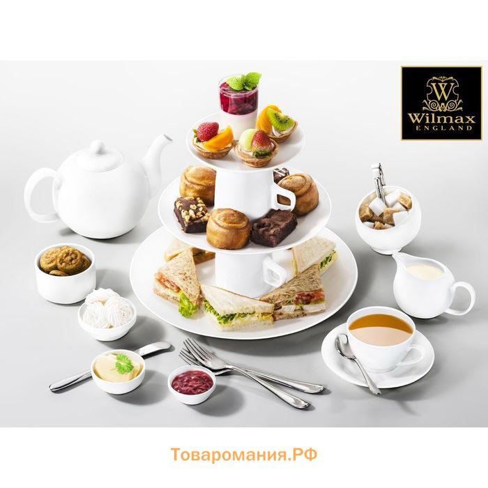 Кофейная пара Wilmax, 2 предмета: чашка 160 мл, блюдце d=14.3 см, фарфор, белая