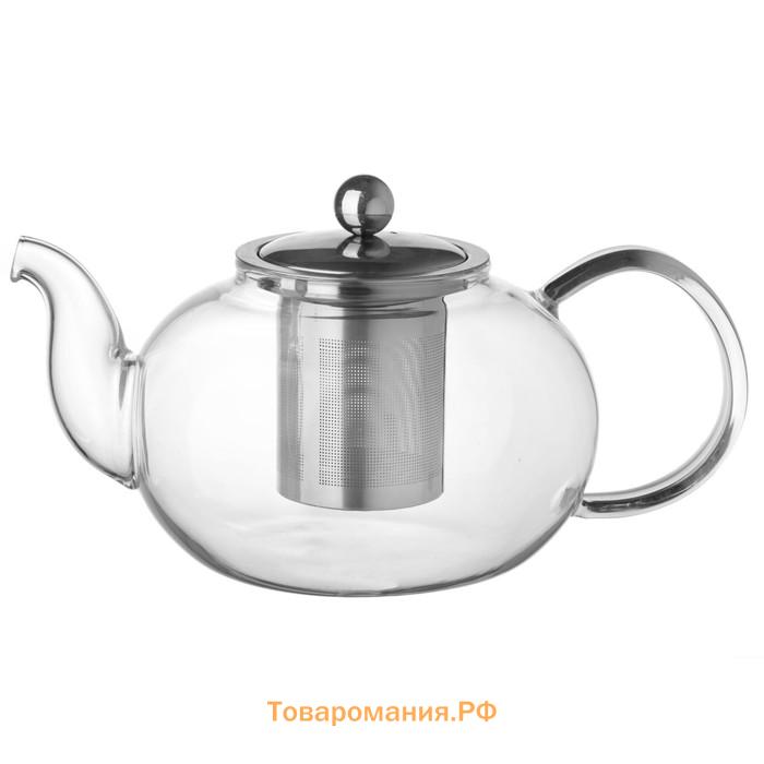 Чайник заварочный «Калиопа», 1 л, металлическое сито, стекло