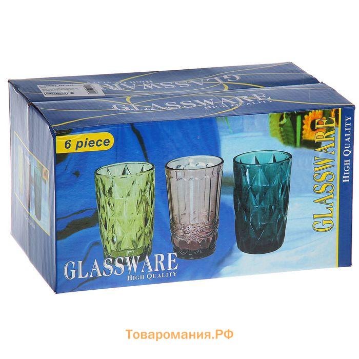 Набор стаканов Magistro «Ла-Манш», 350 мл, 8×12.5 см, 6 шт., стекло, розовый