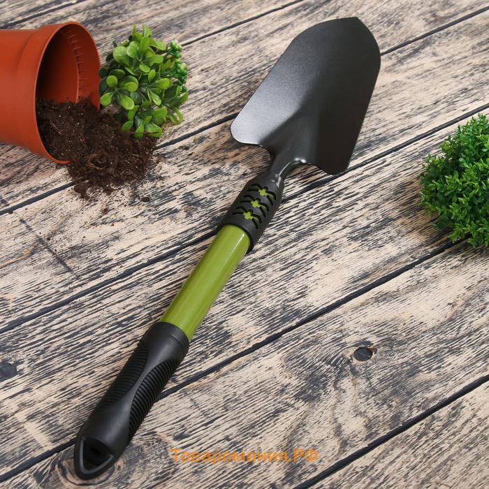 Совок посадочный Greengo, длина 45 см, ширина 8.5 см, металлическая рукоять с резиновой ручкой