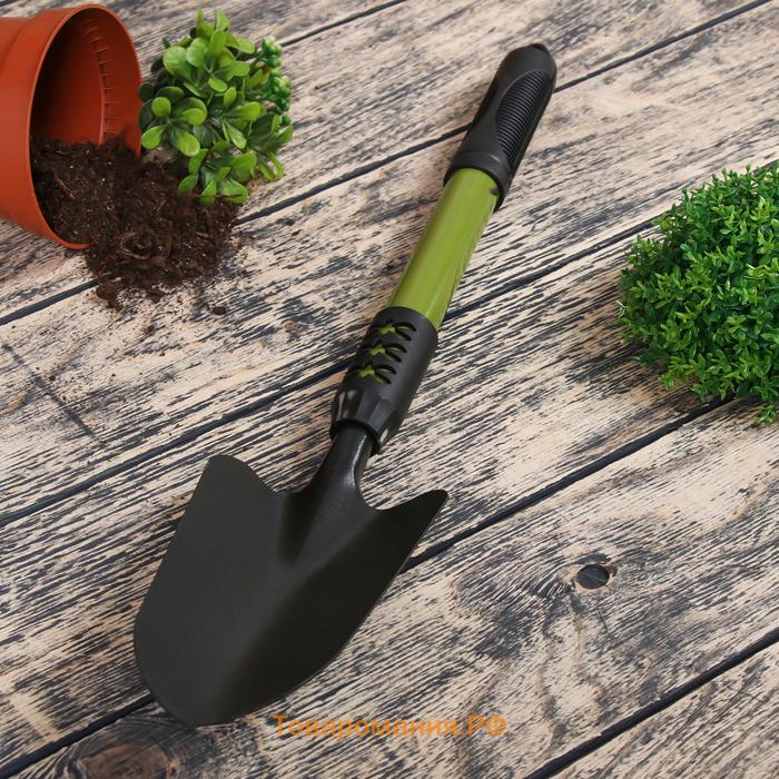 Совок посадочный Greengo, длина 45 см, ширина 8.5 см, металлическая рукоять с резиновой ручкой