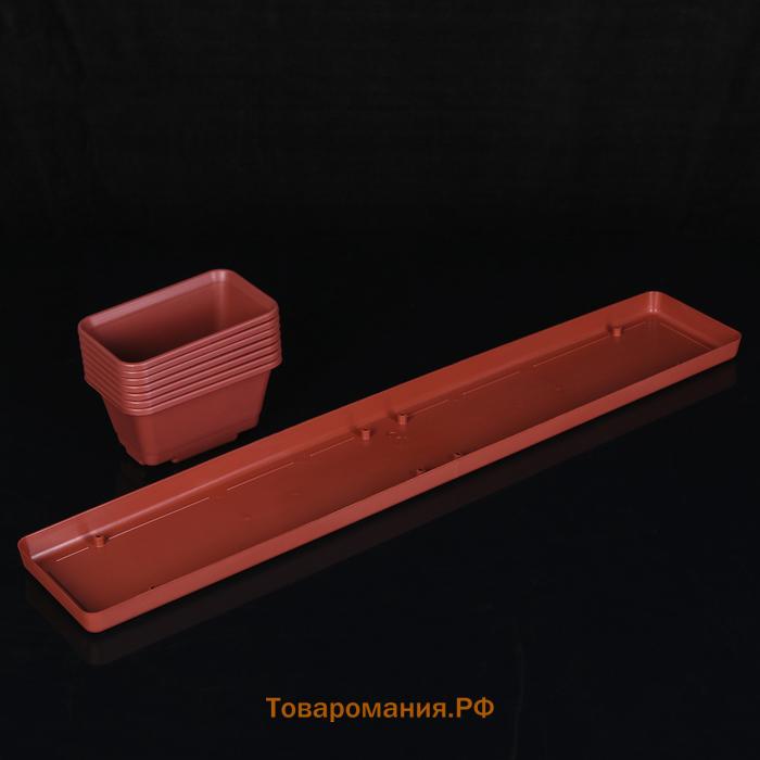 Набор горшков для цветов с поддоном Darel plastic, 750 мл, 73 см, 7 шт., терракотовый