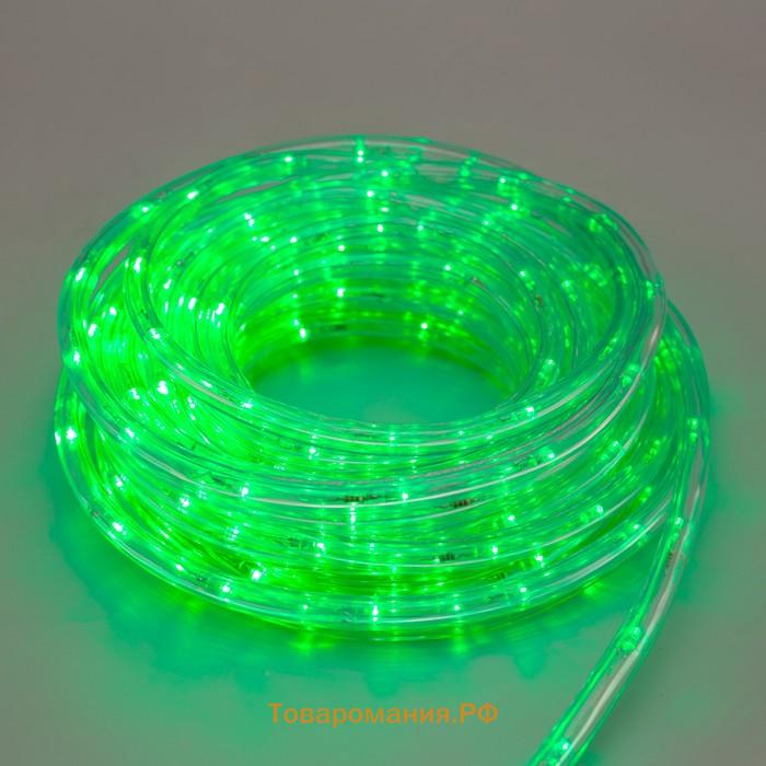 Гирлянда светодиодная, световой шнур Lighting, 10 мм, IP65, 20 м, 24 LED/м, 220 В, 8 режимов, свечение зелёное