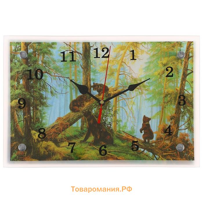 Часы-картина настенные, интерьерные «Медведи в лесу», бесшумные, 30×20 см