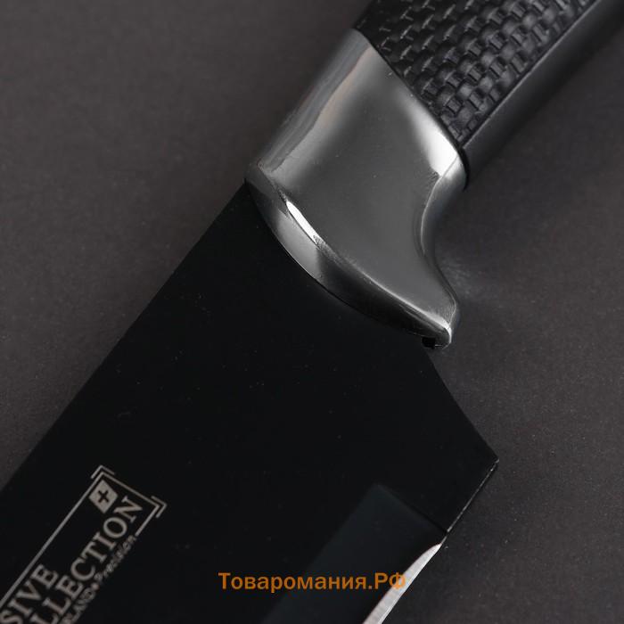 Нож кухонный с антиналипающим покрытием  «Супер-блэк», лезвие 20 см, чёрный