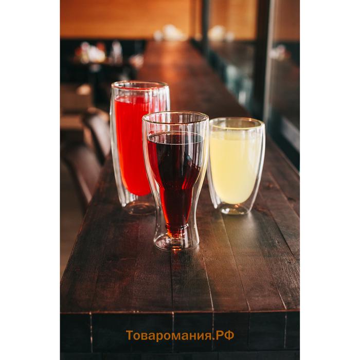 Пивной бокал Magistro «Дуо», 400 мл, 8.5×8.5×18 см, с двойными стенками, стекло, прозрачный