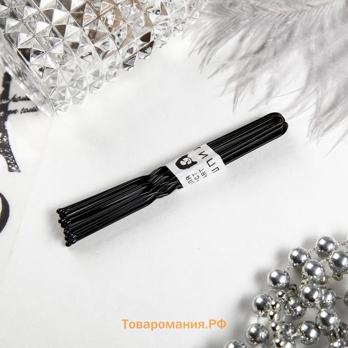 Шпильки для волос, 8 см, набор 10 шт., чёрные