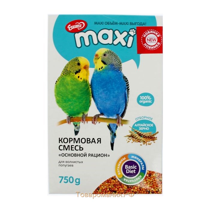 Корм «Ешка MAXI» для волнистых попугаев, основной рацион, 750 г