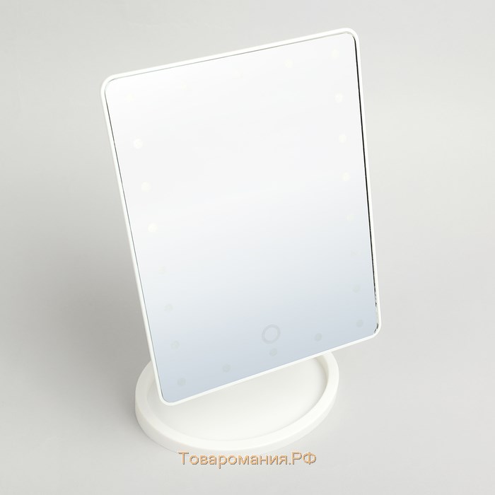 Зеркало KZ-06, подсветка, 26.5 х 16 х 12 см, 22 диода, сенсорная кнопка, белое