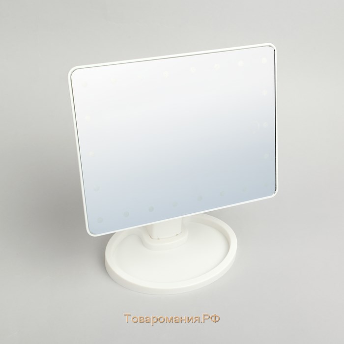 Зеркало KZ-06, подсветка, 26.5 х 16 х 12 см, 22 диода, сенсорная кнопка, белое