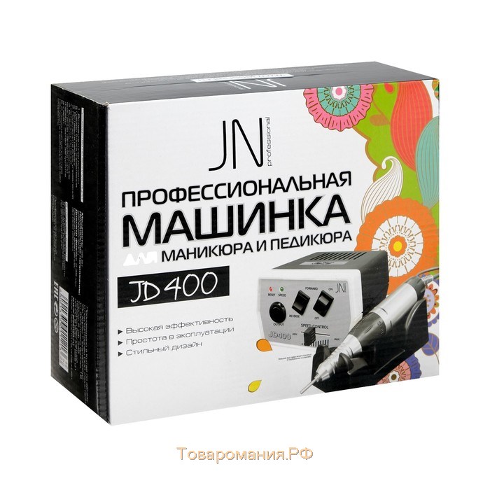 Аппарат для маникюра и педикюра JessNail JD400 PRO, 30 000 об/мин, 35 Вт, бело-чёрный