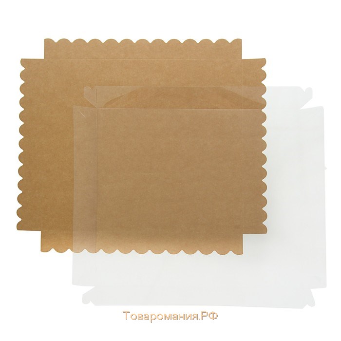 Коробочка для печенья с PVC крышкой, крафт 25 х 25 х 3 см