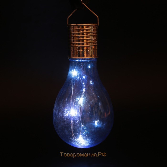 Садовый светильник на солнечной батарее «Лампочка», 8×14×8 см, 5 LED, свечение белое