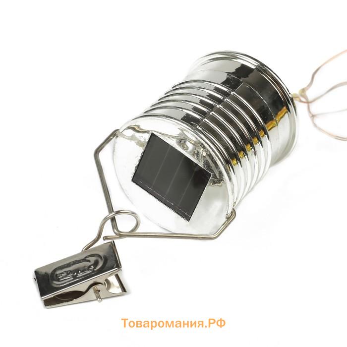 Садовый светильник на солнечной батарее «Лампочка жёлтая», 8×14×8 см, 5 LED, свечение белое