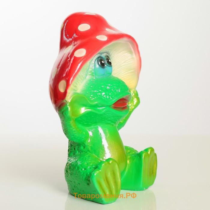 Садовая фигура из гипса «Лягушка улыбка под мухомором», 27.5×12×23.5 см