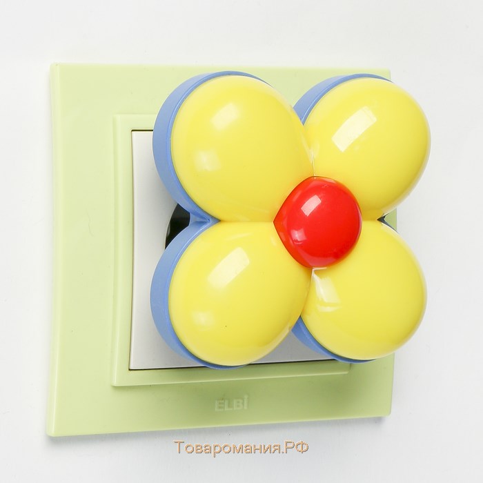 Ночник пластик "Ромашка" LED бело-синий 8х5х8 см RISALUX