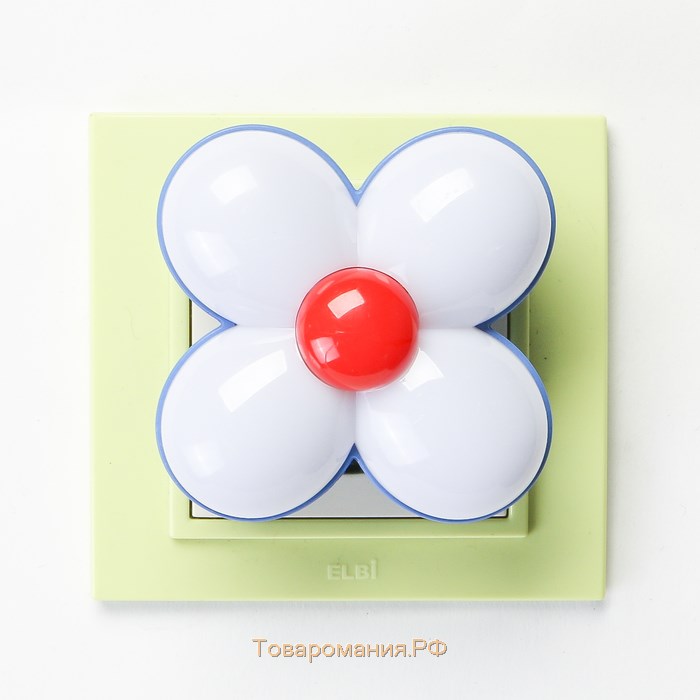Ночник пластик "Ромашка" LED бело-синий 8х5х8 см RISALUX
