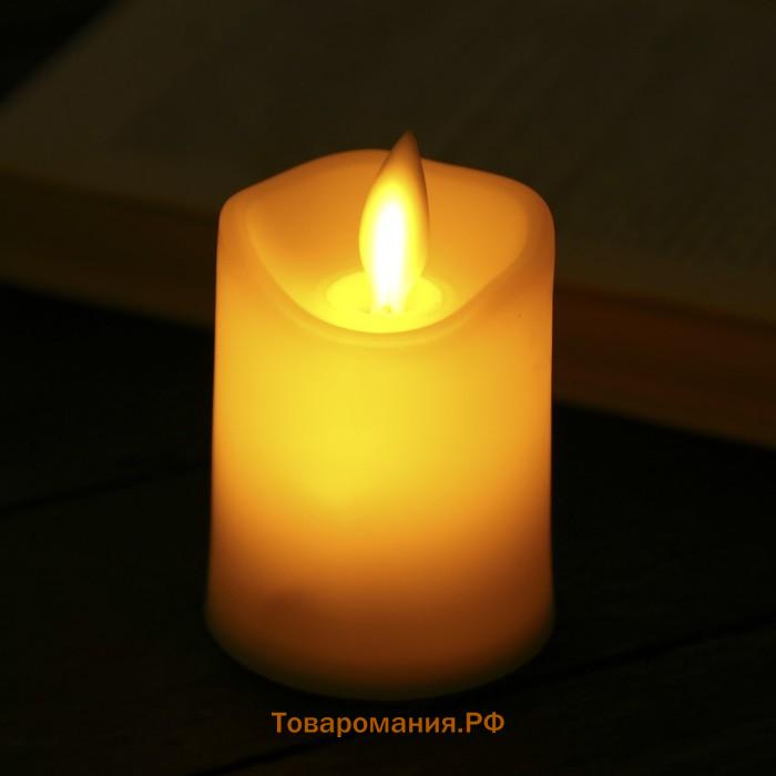Светодиодная свеча, ночник LED RISALUX «Восковая», от батареек CR2032×2, пластик, 5.3×5.3×7.2 см
