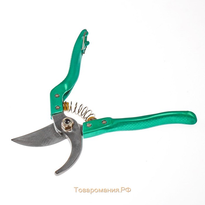 Секатор плоскостной, 8" (20 см), металлические ручки, с дополнительной пружиной, Greengo
