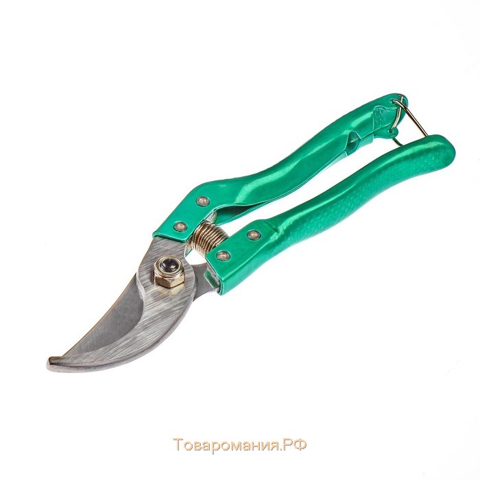 Секатор плоскостной, 8" (20 см), металлические ручки, с дополнительной пружиной, Greengo