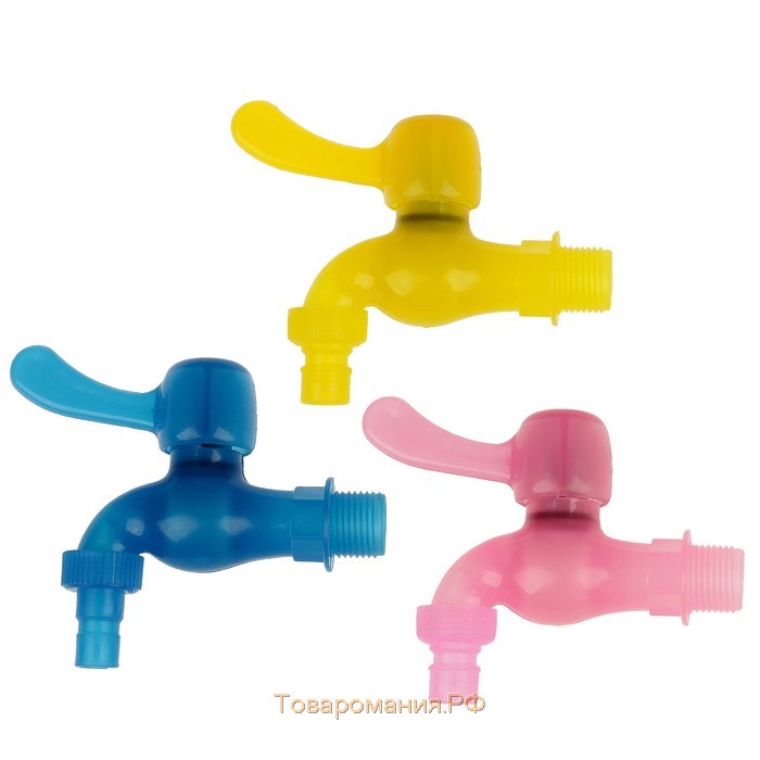 Кран, наружная резьба 1/2", для шланга 1/2" (12 мм), пластик, цвет МИКС, Greengo