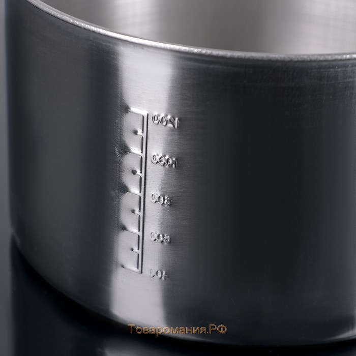 Ковш из нержавеющей стали «Базис», 1,2 л, d=16 см, с мерной шкалой, металлическая ручка