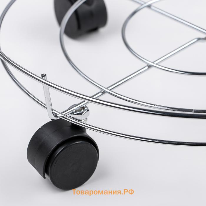 Подставка для цветов на колёсиках , 32×32×10 см, хром