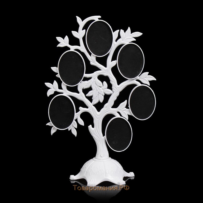 Фоторамка пластик на 6 фото 4,5х3 см "Дерево с плодами" белая 26,5х19,5х11 см