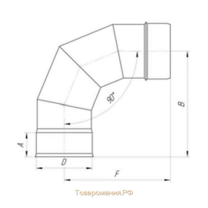 Отвод 90°, d 120 мм, нержавейка 0.5 мм