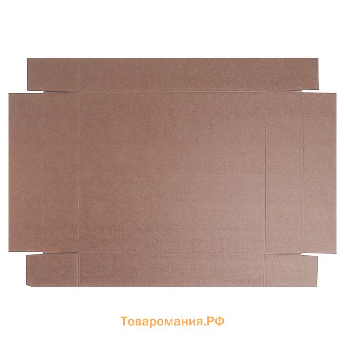 Коробка сборная без печати крышка-дно бурая с окном 37×32×7 см