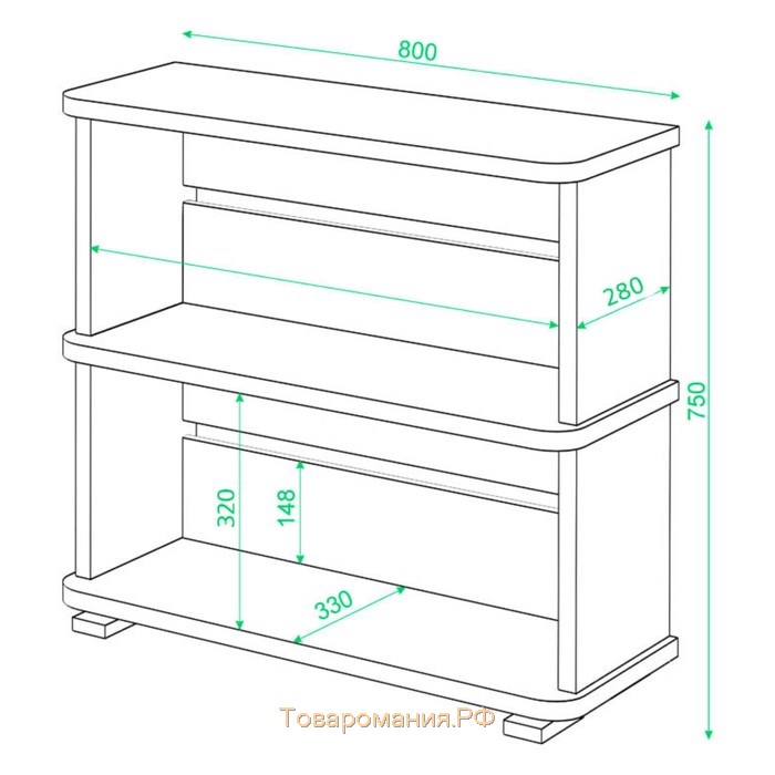 Стеллаж, 800 × 330 × 750 мм, цвет нельсон