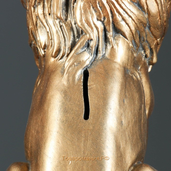 Копилка "Лев сидя на шаре" бронза, 18х18х42см