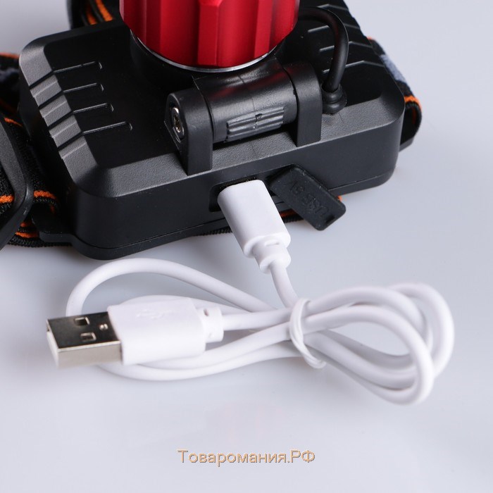 Фонарь налобный аккумуляторный, серия: "Мастер К", 3 режима, 6 х 8.5 см, от USB