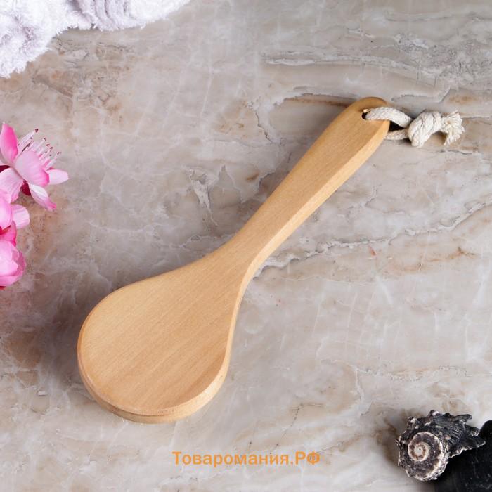 Щётка массажная для тела, из натуральной щетины, круглая, с ручкой, гладкая