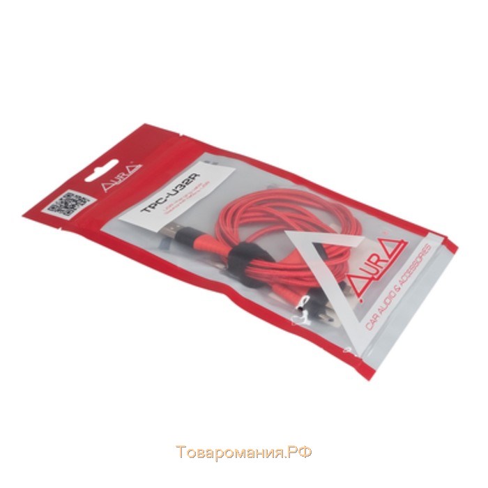 Зарядный кабель Aura TPC-U32R USB-micro/USB C/Lighting, 12 В, длина 1,2 м, красный