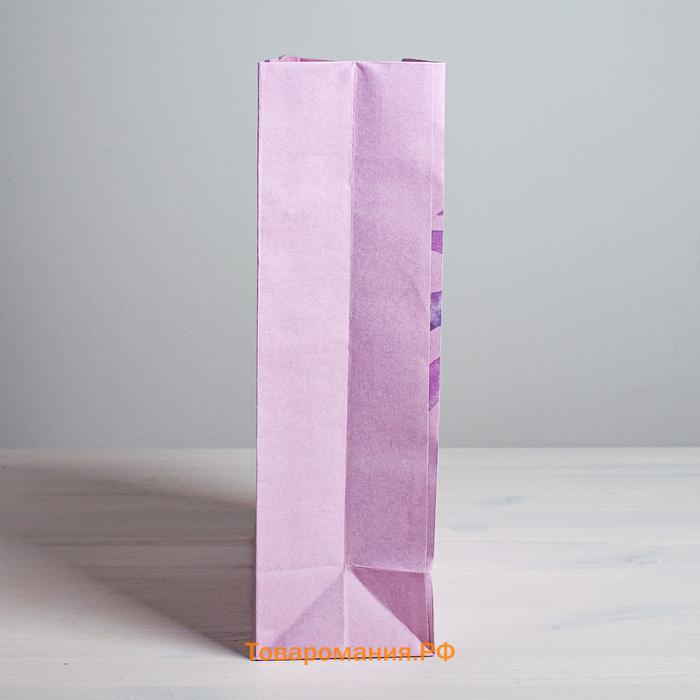 Пакет подарочный крафтовый вертикальный, упаковка, «Поздравляю», S 12 х 15 х 5.5 см