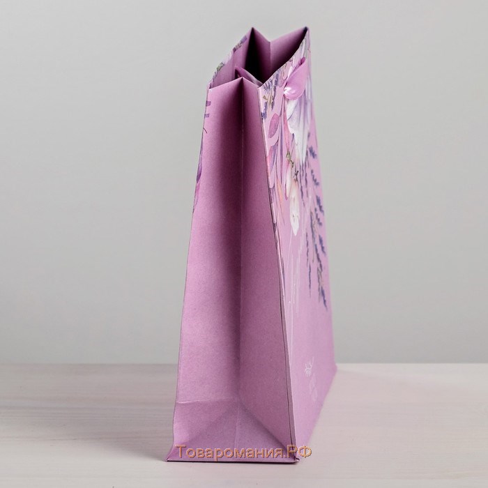 Пакет подарочный крафтовый вертикальный, упаковка, «Поздравляю», MS 18 х 23 х 10 см