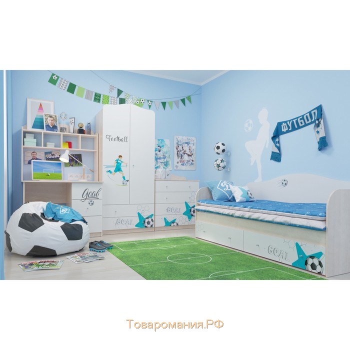 Комод с 4 ящиками Football, 800х450х910, Белый/Ясень шимо светлый