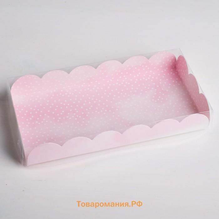 Коробка для печенья, кондитерская упаковка с пластиковой крышкой, Happy your day, 21 х 10.5 х 3 см