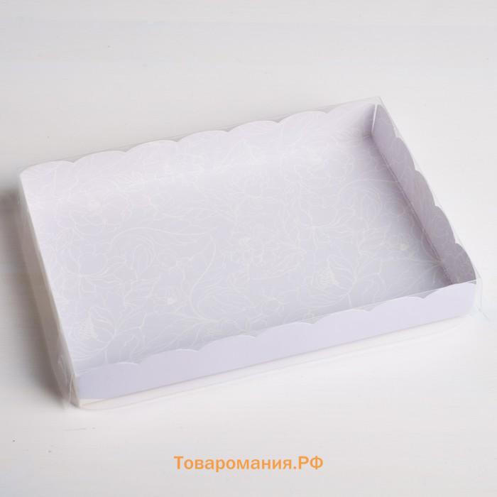 Коробка для печенья, кондитерская упаковка с пластиковой крышкой, Just for you, 22 х 15 х 3 см