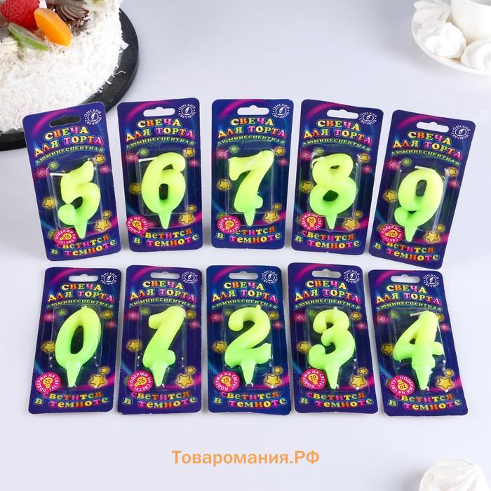 Свечи для торта цифры «Люминесцентные», 10.2 см, 50 штук в шоу-боксе