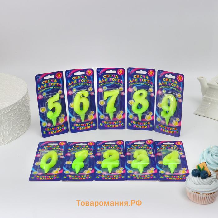 Свечи для торта цифры «Люминесцентные», 10.2 см, 50 штук в шоу-боксе