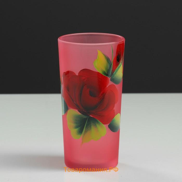 Набор для сока с подносом "Жостово" художественная роспись, 6 стаканов 1250/200 мл, красный