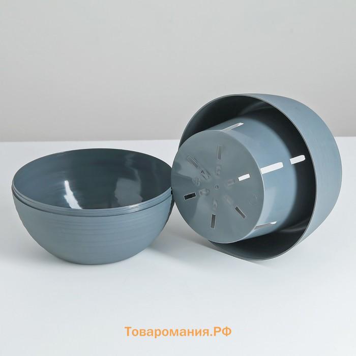 Горшок для цветов с поддоном «Япония», 1.2 л, пластиковый, графитовый