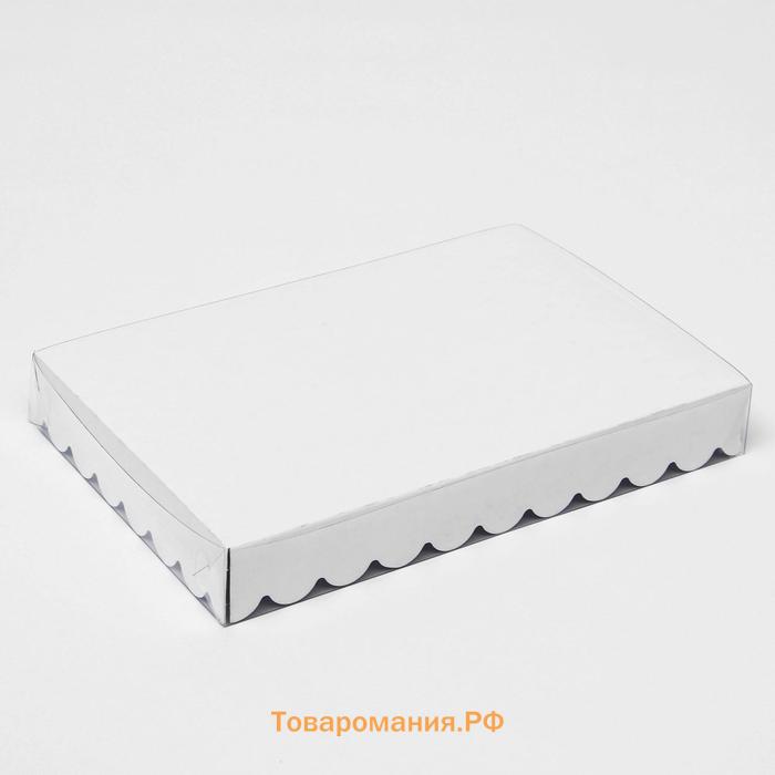 Коробочка для печенья с PVC крышкой "ЗигЗаг", крафт, 22 х 15 х 3 см