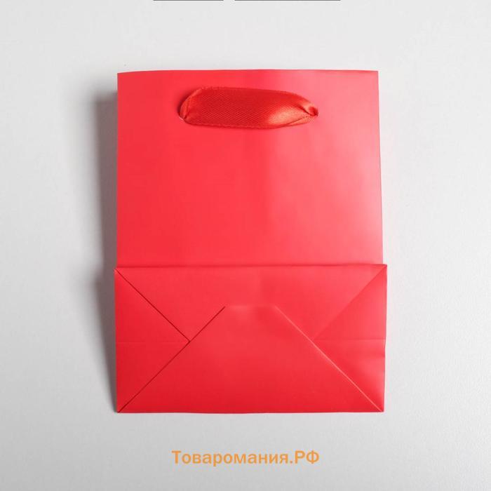 Пакет подарочный, упаковка, «Алый», 12 х 15 х 5.5
