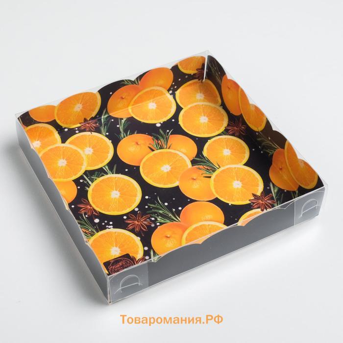 Коробка для кондитерских изделий с пластиковой крышкой «С Новым годом», 15 х 15 х 3 см