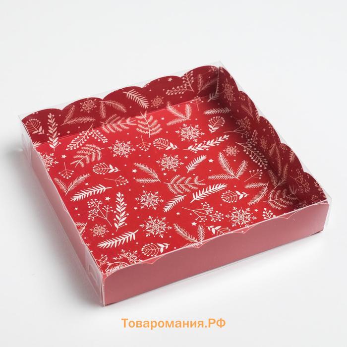 Коробка для кондитерских изделий с пластиковой крышкой «Радости», 15 х 15 х 3 см