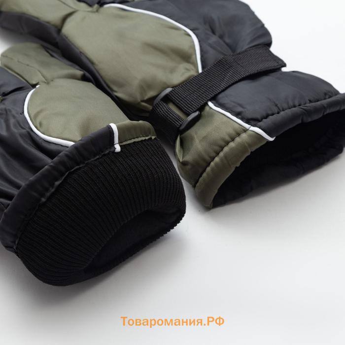 Перчатки зимние мужские MINAKU, цв.черный/зеленый, р-р 9 (27*13 см)